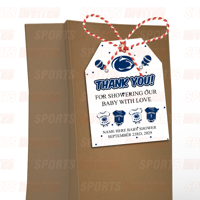 Penn State Nittany Lions Baby Shower Sports Favor Tags - Image 3
