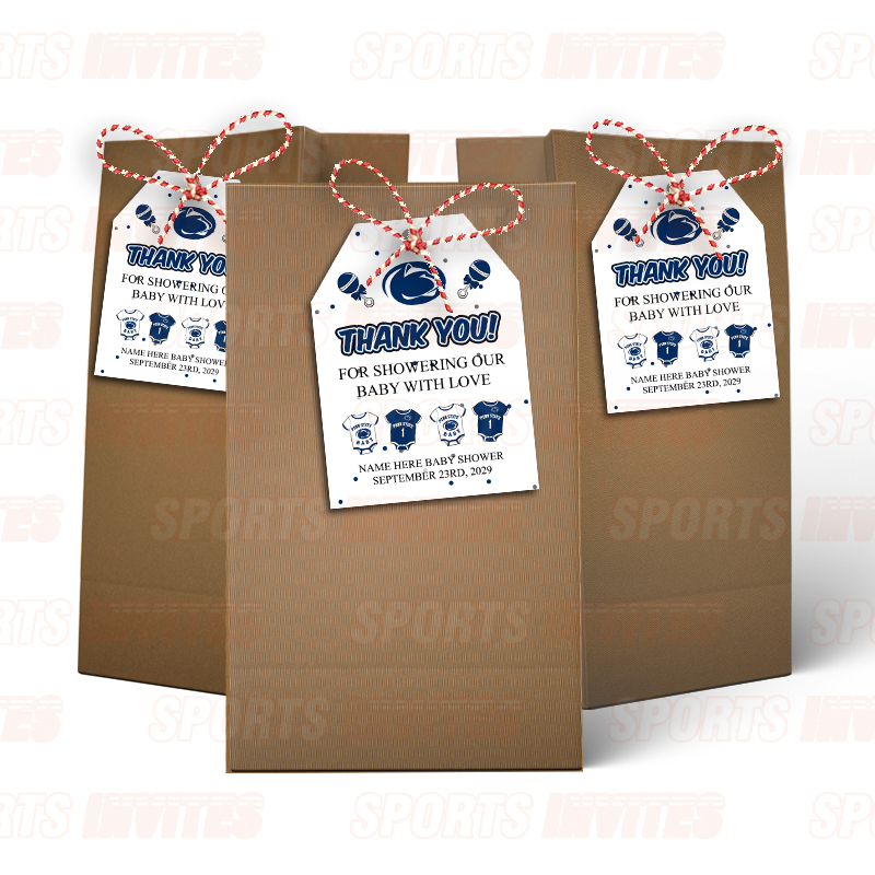 Penn State Nittany Lions Baby Shower Sports Favor Tags - Image 2
