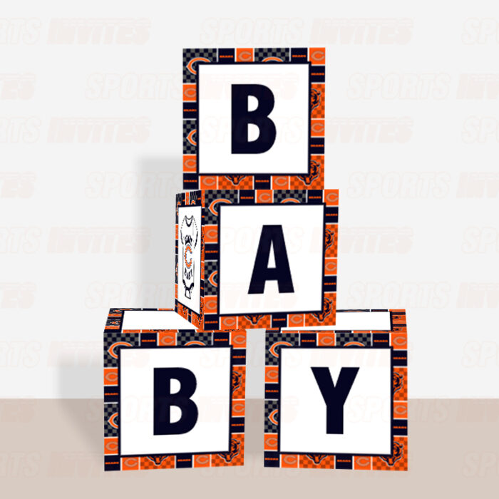 Chicago Bears Baby Shower Table Top Boxes Party Decorations - 4 Blocks with BABY Letter, Centerpiece Decor, Gender Reveal - Image 3