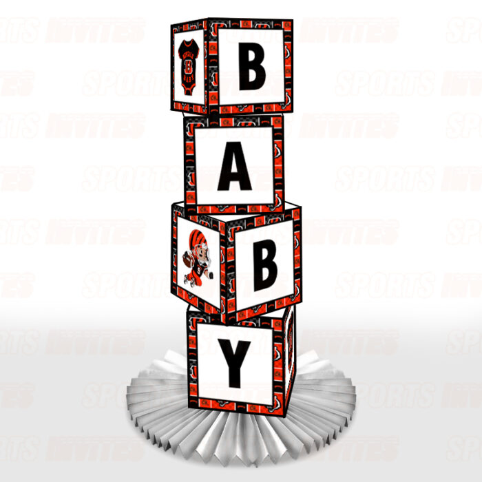Cincinnati Bengals Baby Shower Table Top Boxes Party Decorations - 4 Blocks with BABY Letter, Centerpiece Decor, Gender Reveal - Image 4