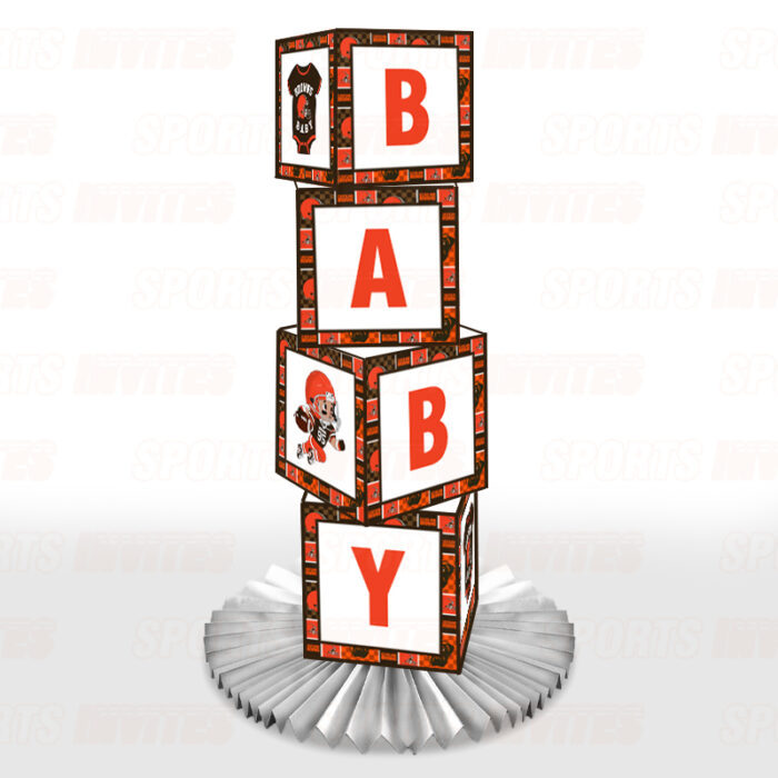 Cleveland Browns Baby Shower Table Top Boxes Party Decorations - 4 Blocks with BABY Letter, Centerpiece Decor, Gender Reveal - Image 3