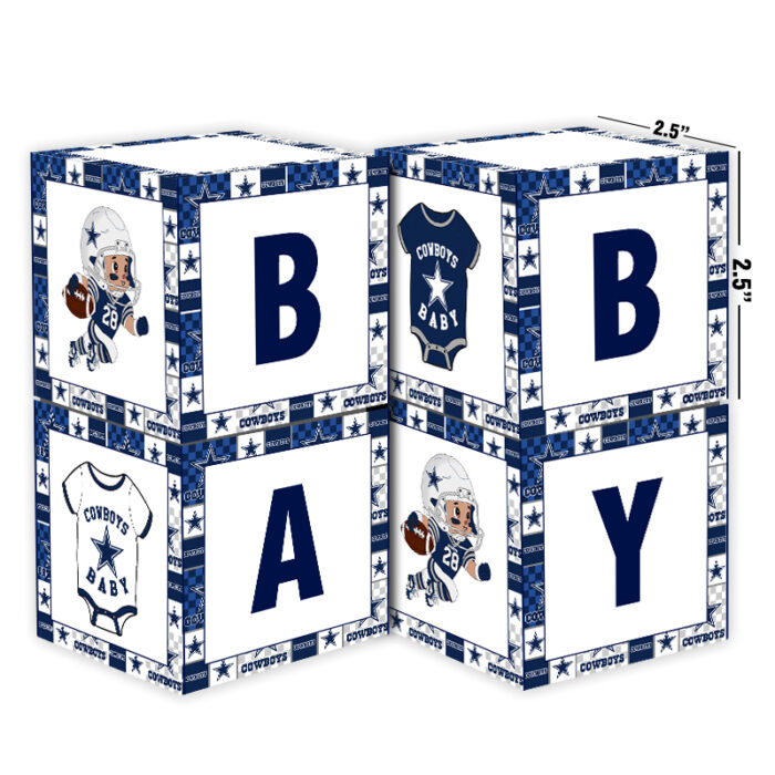 Dallas Cowboys Baby Shower Table Top Boxes Party Decorations - 4 Blocks with BABY Letter, Centerpiece Decor, Gender Reveal