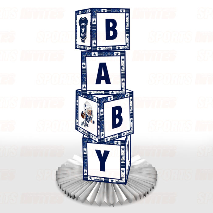 Dallas Cowboys Baby Shower Table Top Boxes Party Decorations - 4 Blocks with BABY Letter, Centerpiece Decor, Gender Reveal - Image 2