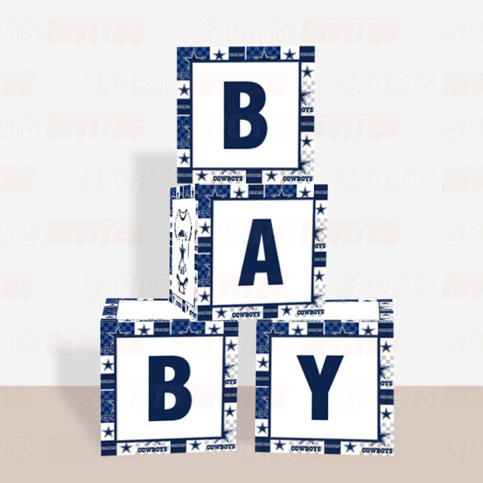 Dallas Cowboys Baby Shower Table Top Boxes Party Decorations - 4 Blocks with BABY Letter, Centerpiece Decor, Gender Reveal - Image 4