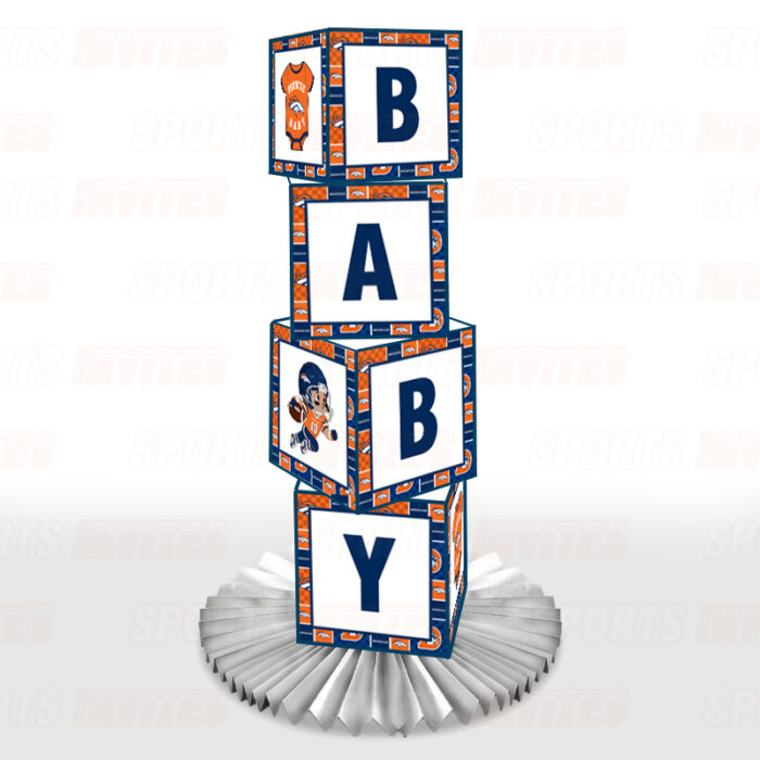 Denver Broncos Baby Shower Table Top Boxes Party Decorations - 4 Blocks with BABY Letter, Centerpiece Decor, Gender Reveal - Image 4