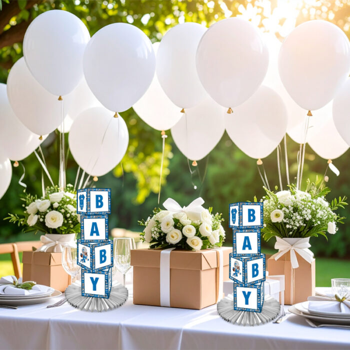 Detroit Lions Baby Shower Table Top Boxes Party Decorations - 4 Blocks with BABY Letter, Centerpiece Decor, Gender Reveal - Image 3
