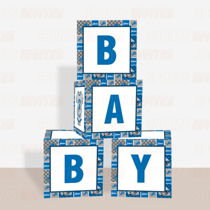 Detroit Lions Baby Shower Table Top Boxes Party Decorations - 4 Blocks with BABY Letter, Centerpiece Decor, Gender Reveal - Image 2