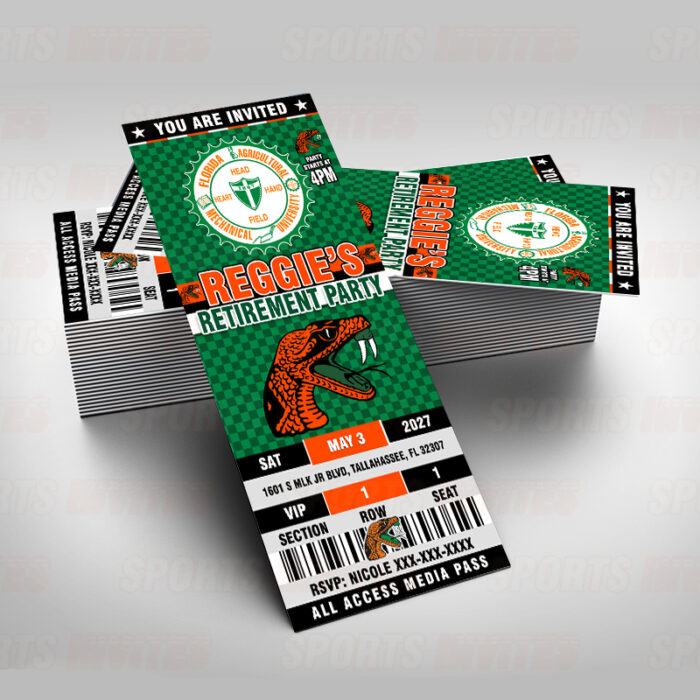 Florida A&M Rattlers FAMU Ticket Style Retirement Party Invitations - Image 2