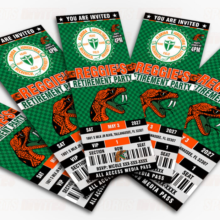 Florida A&M Rattlers FAMU Ticket Style Retirement Party Invitations - Image 3