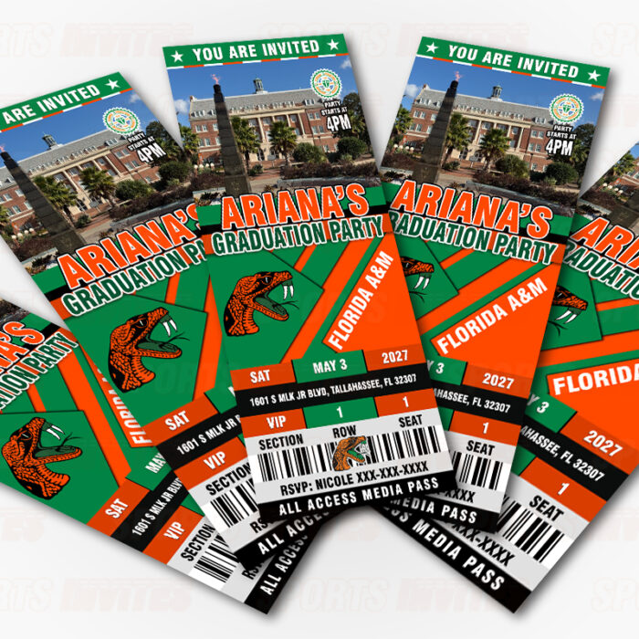 Florida A&M Rattlers Ticket Style Graduation Party Invitations - Image 3