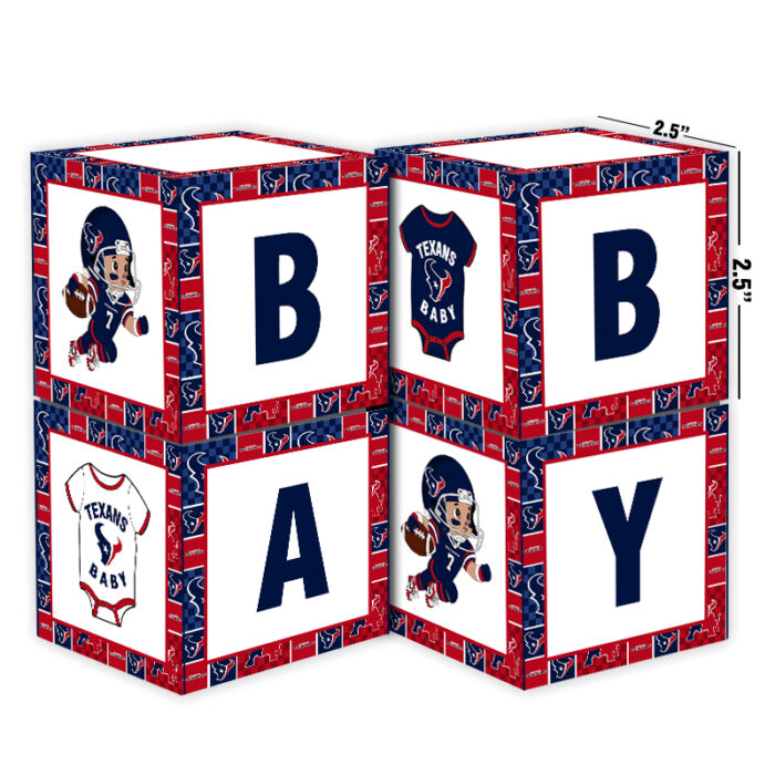 Houston Texans Baby Shower Table Top Boxes Party Decorations - 4 Blocks with BABY Letter, Centerpiece Decor, Gender Reveal
