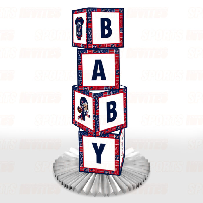 Houston Texans Baby Shower Table Top Boxes Party Decorations - 4 Blocks with BABY Letter, Centerpiece Decor, Gender Reveal - Image 2
