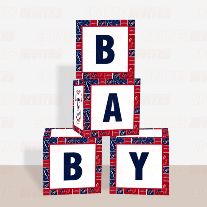 Houston Texans Baby Shower Table Top Boxes Party Decorations - 4 Blocks with BABY Letter, Centerpiece Decor, Gender Reveal - Image 3