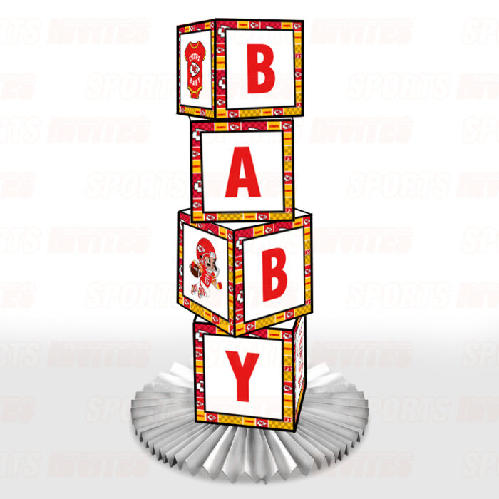 Kansas City Chiefs Baby Shower Table Top Boxes Party Decorations - 4 Blocks with BABY Letter, Centerpiece Decor, Gender Reveal - Image 4