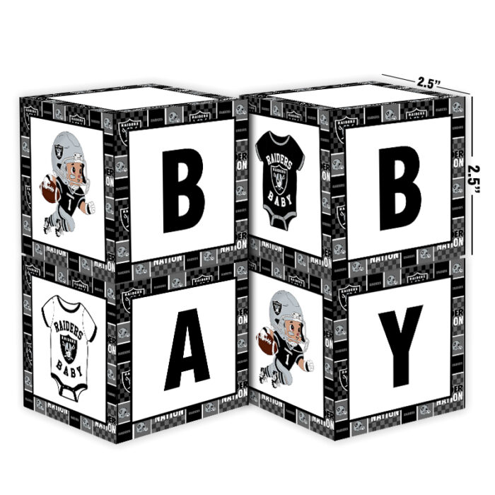 Las Vegas Raiders Baby Shower Table Top Boxes Party Decorations - 4 Blocks with BABY Letter, Centerpiece Decor, Gender Reveal