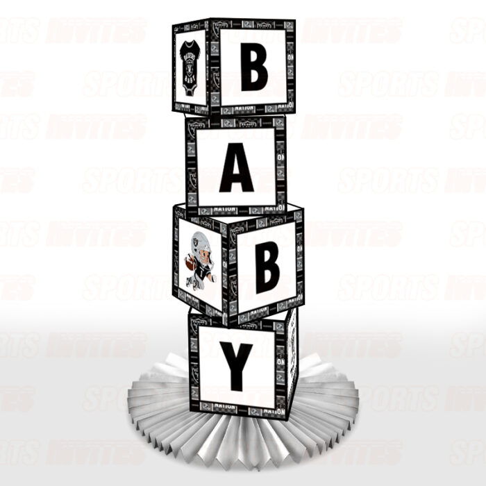 Las Vegas Raiders Baby Shower Table Top Boxes Party Decorations - 4 Blocks with BABY Letter, Centerpiece Decor, Gender Reveal - Image 2