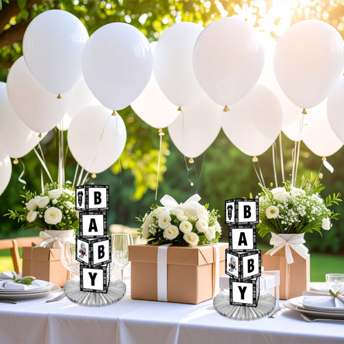 Las Vegas Raiders Baby Shower Table Top Boxes Party Decorations - 4 Blocks with BABY Letter, Centerpiece Decor, Gender Reveal - Image 4