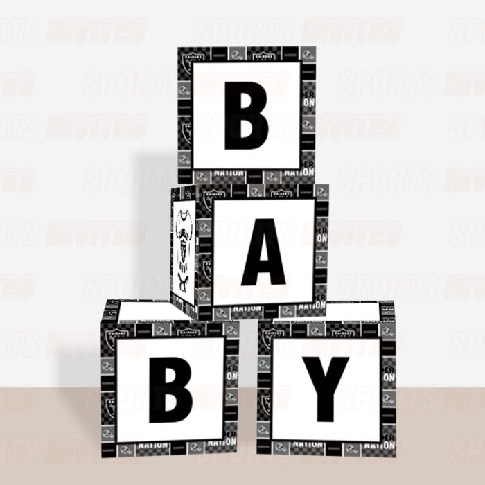 Las Vegas Raiders Baby Shower Table Top Boxes Party Decorations - 4 Blocks with BABY Letter, Centerpiece Decor, Gender Reveal - Image 3