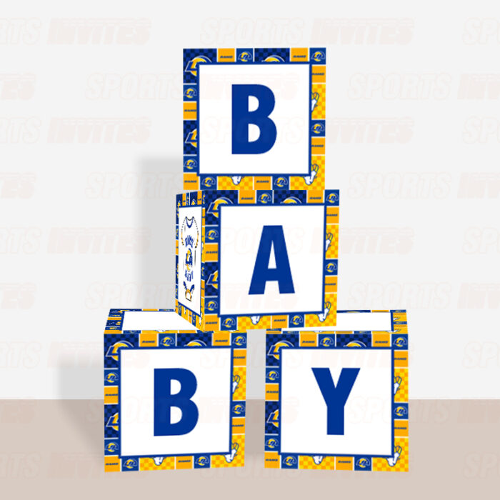 Los Angeles Rams Baby Shower Table Top Boxes Party Decorations - 4 Blocks with BABY Letter, Centerpiece Decor, Gender Reveal - Image 2
