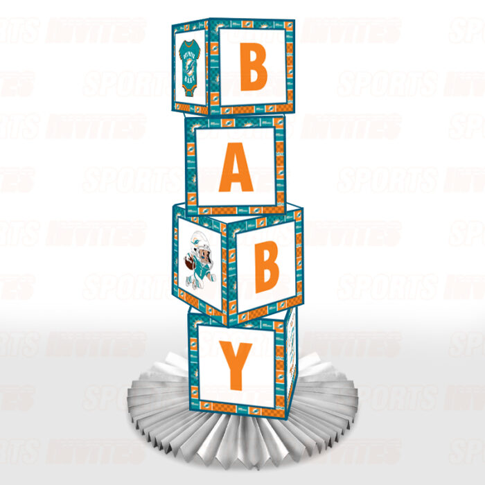 Miami Dolphins Baby Shower Table Top Boxes Party Decorations - 4 Blocks with BABY Letter, Centerpiece Decor, Gender Reveal - Image 2