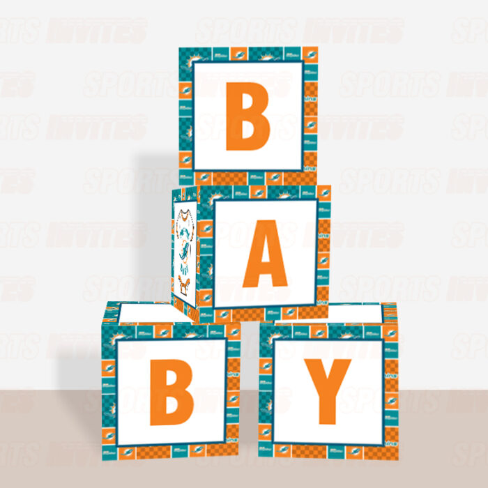 Miami Dolphins Baby Shower Table Top Boxes Party Decorations - 4 Blocks with BABY Letter, Centerpiece Decor, Gender Reveal - Image 3