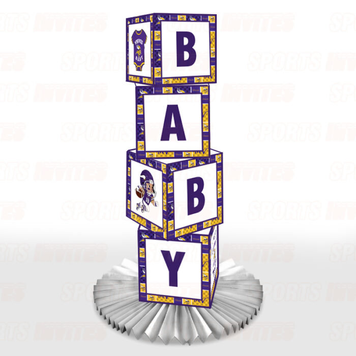 Minnesota Vikings Baby Shower Table Top Boxes Party Decorations - 4 Blocks with BABY Letter, Centerpiece Decor, Gender Reveal - Image 4