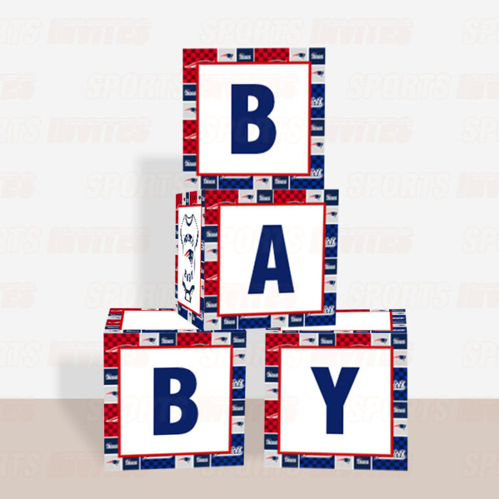 New England Patriots Baby Shower Table Top Boxes Party Decorations - 4 Blocks with BABY Letter, Centerpiece Decor, Gender Reveal - Image 4