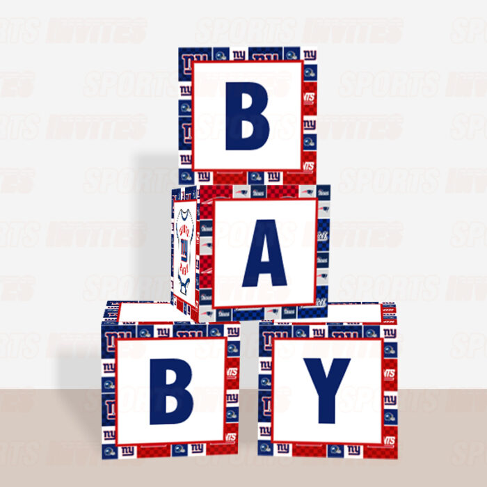 New York Giants Baby Shower Table Top Boxes Party Decorations - 4 Blocks with BABY Letter, Centerpiece Decor, Gender Reveal - Image 3