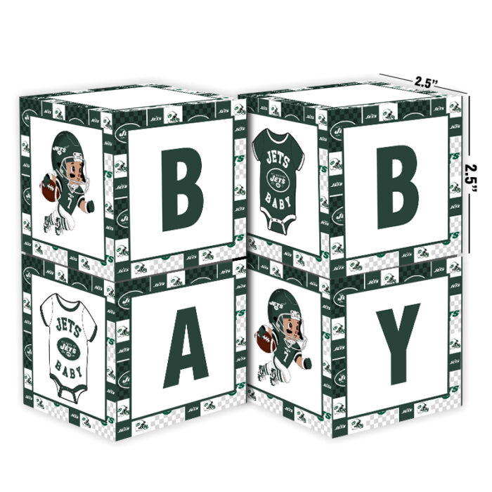 New York Jets Baby Shower Table Top Boxes Party Decorations - 4 Blocks with BABY Letter, Centerpiece Decor, Gender Reveal