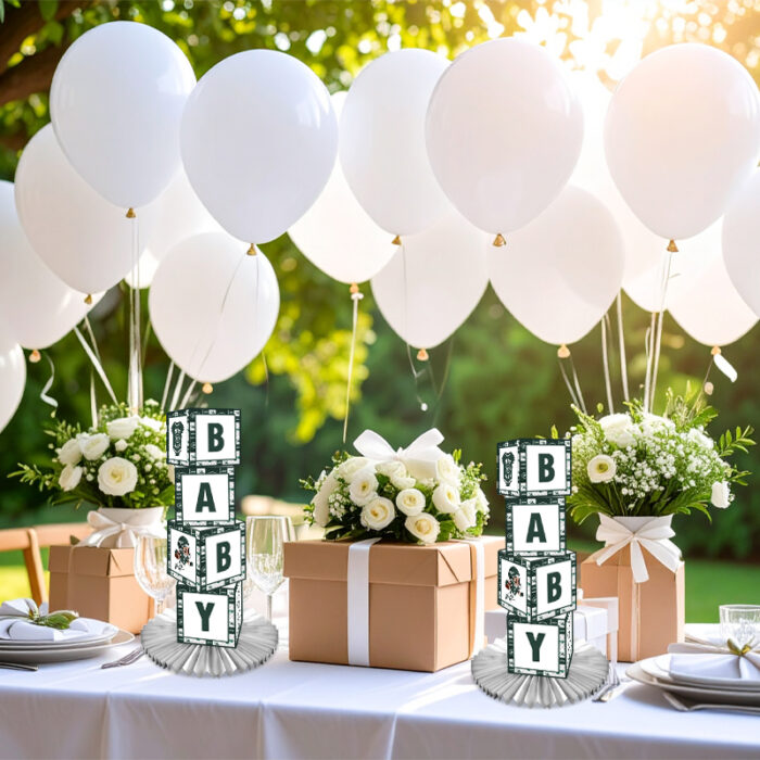 New York Jets Baby Shower Table Top Boxes Party Decorations - 4 Blocks with BABY Letter, Centerpiece Decor, Gender Reveal - Image 3
