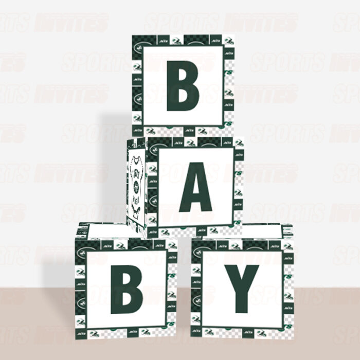 New York Jets Baby Shower Table Top Boxes Party Decorations - 4 Blocks with BABY Letter, Centerpiece Decor, Gender Reveal - Image 2