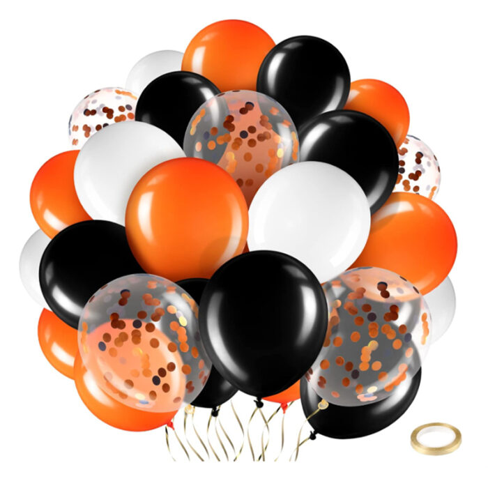 Orange Black White 12PCS Balloon Arrangements Bouquets Sports Party Decorations
