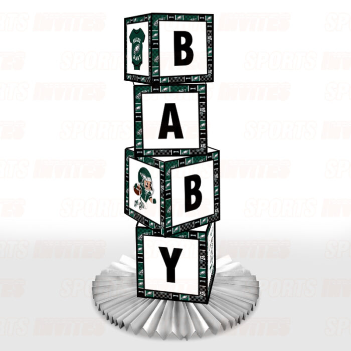 Philadelphia Eagles Baby Shower Table Top Boxes Party Decorations - 4 Blocks with BABY Letter, Centerpiece Decor, Gender Reveal - Image 2