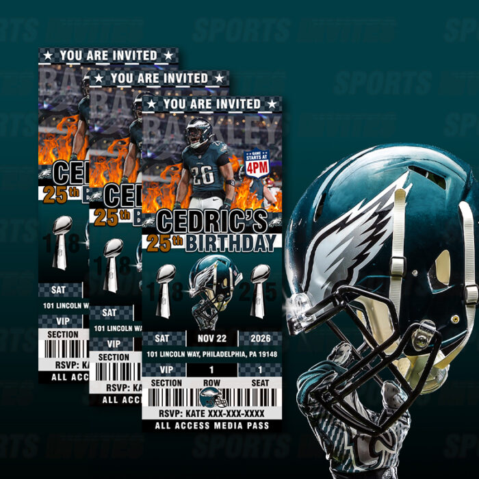 Philadelphia Eagles Exclusive Super Bowl Sports Party Invitations