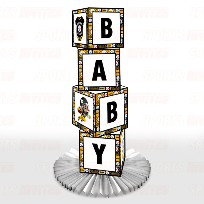 Pittsburgh Steelers Baby Shower Table Top Boxes Party Decorations - 4 Blocks with BABY Letter, Centerpiece Decor, Gender Reveal - Image 2