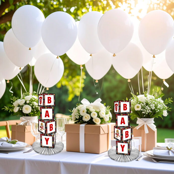San Francisco 49ers Baby Shower Table Top Boxes Party Decorations - 4 Blocks with BABY Letter, Centerpiece Decor, Gender Reveal - Image 3