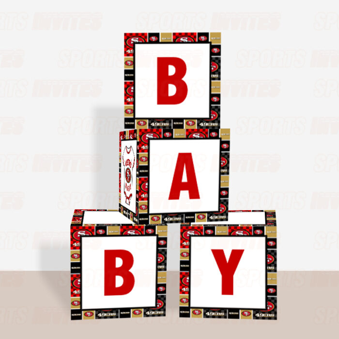 San Francisco 49ers Baby Shower Table Top Boxes Party Decorations - 4 Blocks with BABY Letter, Centerpiece Decor, Gender Reveal - Image 2