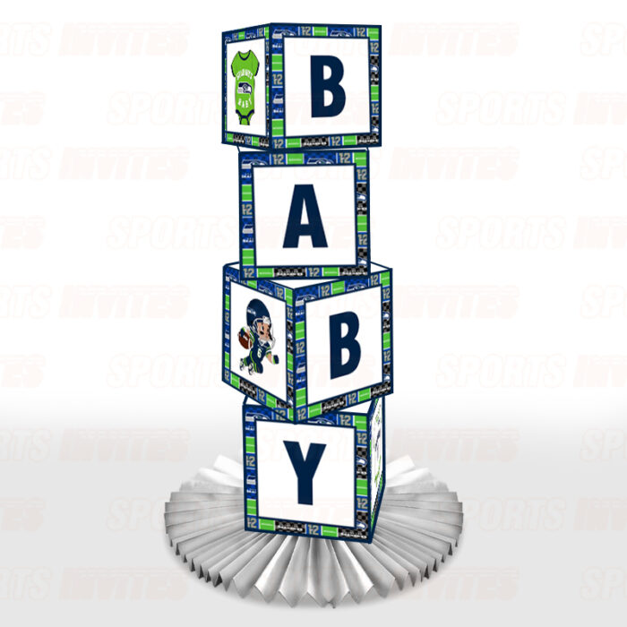 Seattle Seahawks Baby Shower Table Top Boxes Party Decorations - 4 Blocks with BABY Letter, Centerpiece Decor, Gender Reveal - Image 4