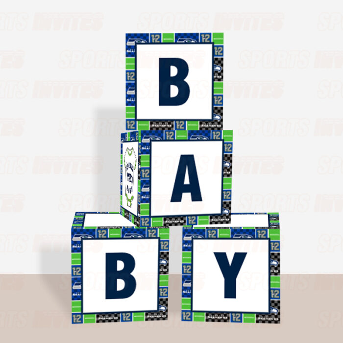 Seattle Seahawks Baby Shower Table Top Boxes Party Decorations - 4 Blocks with BABY Letter, Centerpiece Decor, Gender Reveal - Image 2