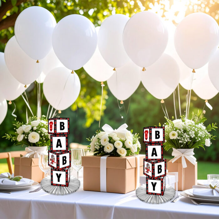 Tampa Bay Buccaneers Baby Shower Table Top Boxes Party Decorations - 4 Blocks with BABY Letter, Centerpiece Decor, Gender Reveal - Image 4