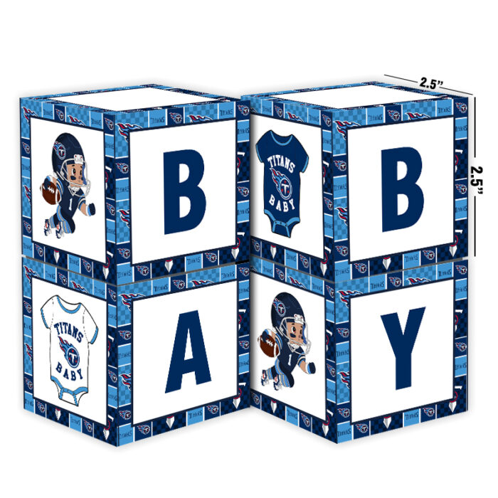 Tennessee Titans Baby Shower Table Top Boxes Party Decorations - 4 Blocks with BABY Letter, Centerpiece Decor, Gender Reveal