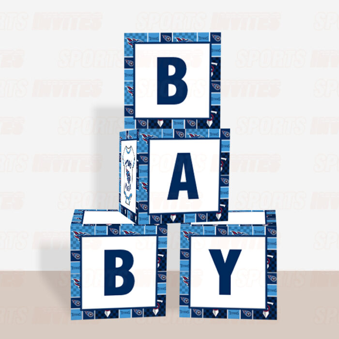 Tennessee Titans Baby Shower Table Top Boxes Party Decorations - 4 Blocks with BABY Letter, Centerpiece Decor, Gender Reveal - Image 3