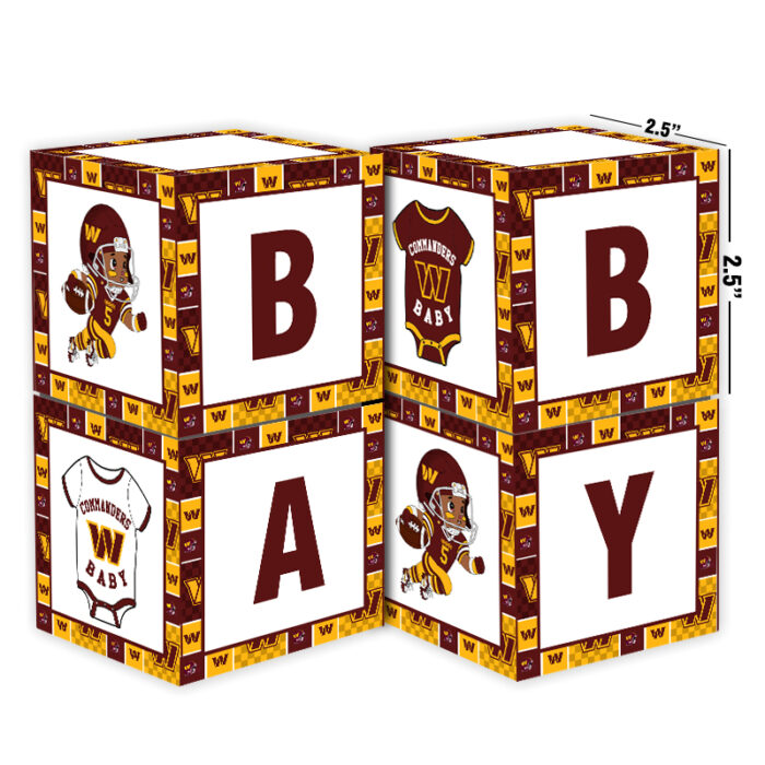 Washington Commanders Baby Shower Table Top Boxes Party Decorations - 4 Blocks with BABY Letter, Centerpiece Decor, Gender Reveal