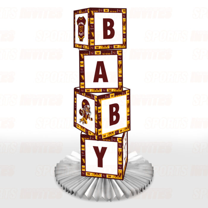 Washington Commanders Baby Shower Table Top Boxes Party Decorations - 4 Blocks with BABY Letter, Centerpiece Decor, Gender Reveal - Image 2