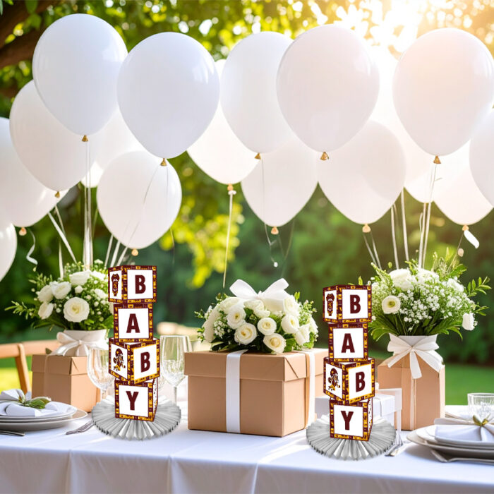 Washington Commanders Baby Shower Table Top Boxes Party Decorations - 4 Blocks with BABY Letter, Centerpiece Decor, Gender Reveal - Image 3