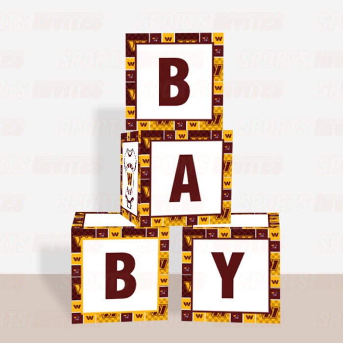 Washington Commanders Baby Shower Table Top Boxes Party Decorations - 4 Blocks with BABY Letter, Centerpiece Decor, Gender Reveal - Image 4