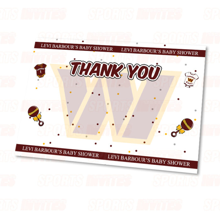 Washington Commanders Baby Shower Thank You Cards