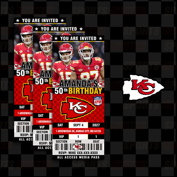 Kansas City Chiefs Ticket Style Sports Party Invitations