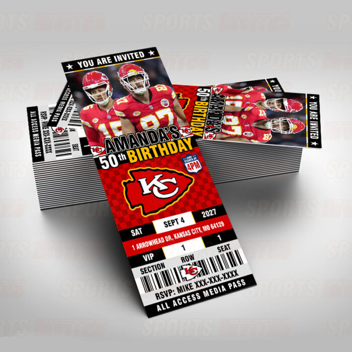 Kansas City Chiefs Ticket Style Sports Party Invitations - Image 3
