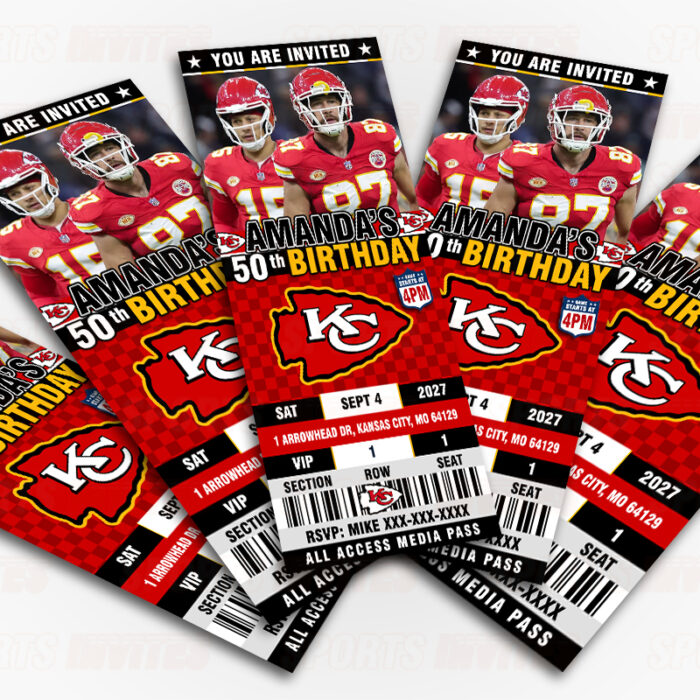 Kansas City Chiefs Ticket Style Sports Party Invitations - Image 2